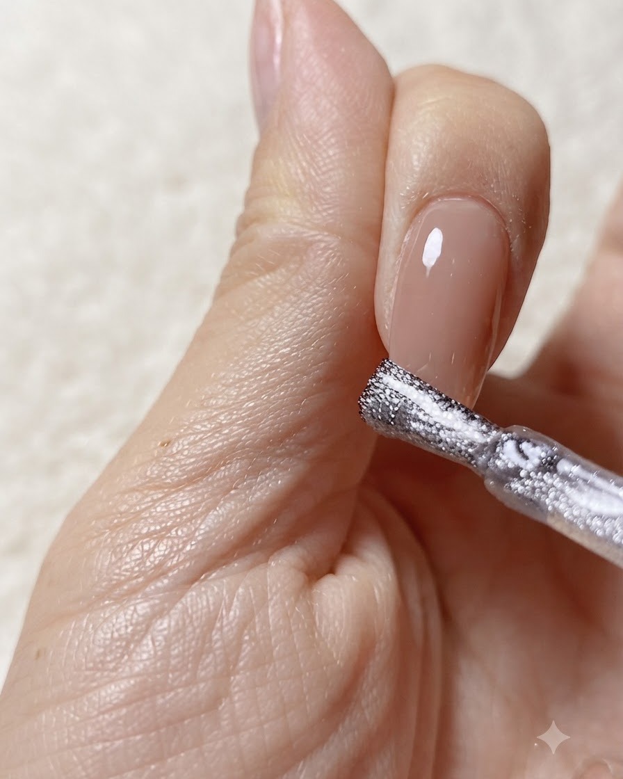 Un aimant en néodyme puissant tenu près de la pointe dun ongle pour déplacer les particules magnétiques étincelantes de lœil-de-chat.