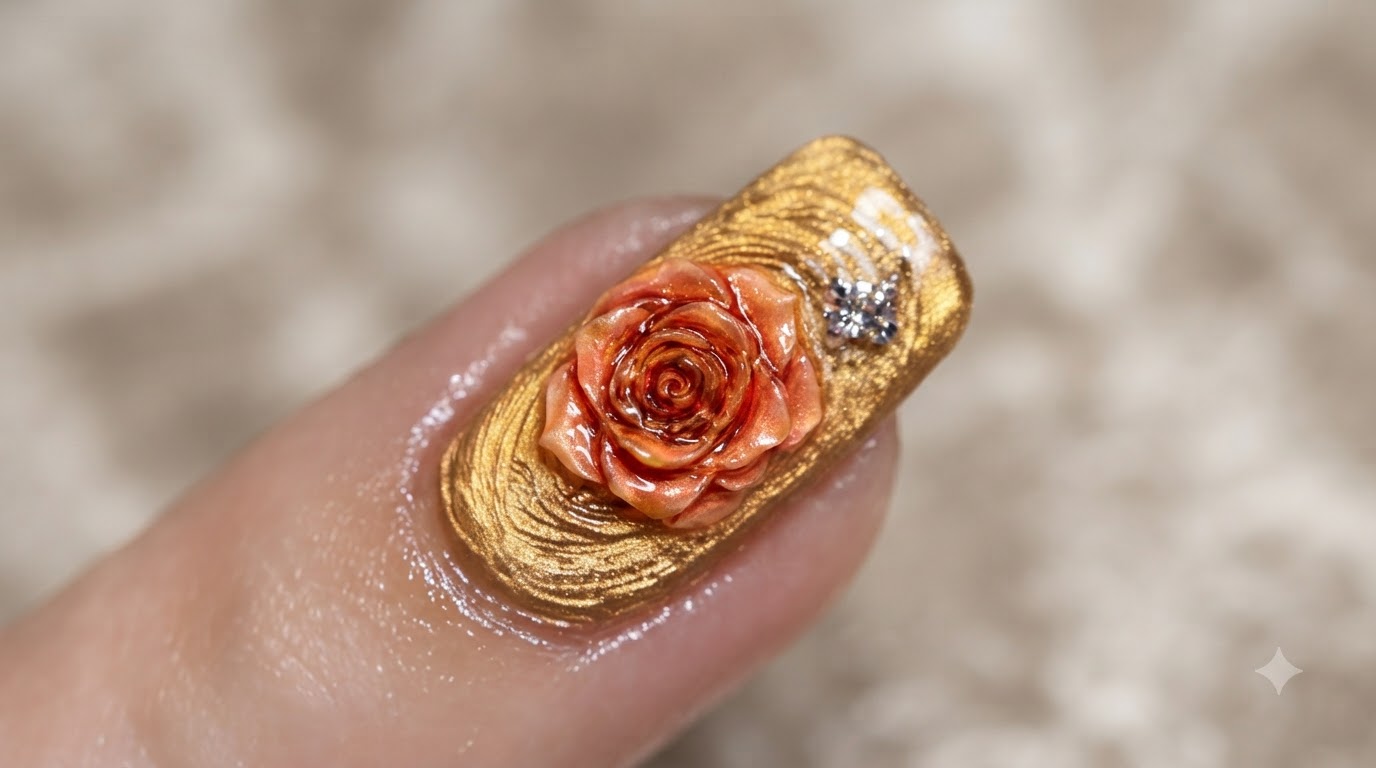 Ongles Œil-de-Chat Rose Sunset Automnal — Tutoriel Nail Art 3D Étape par Étape