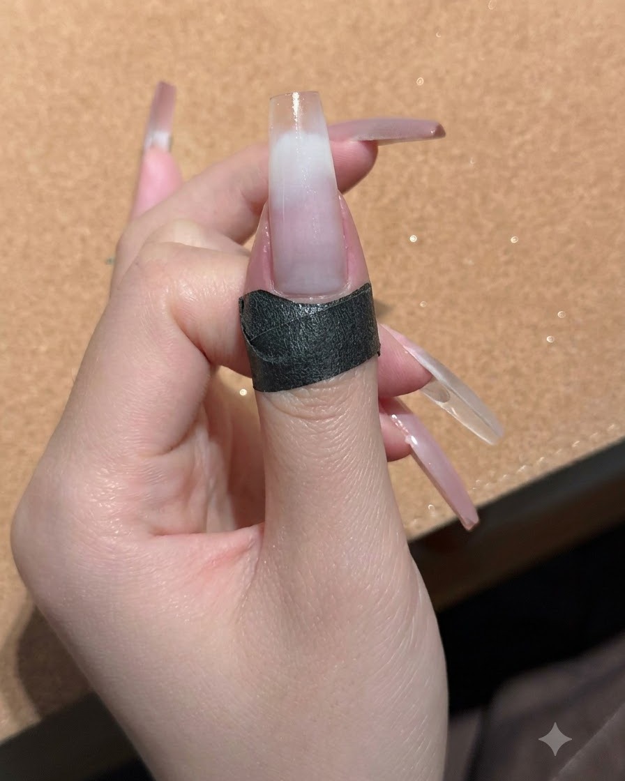 Un ongle affichant un dégradé blanc doux sestompant de la pointe vers la base de longle.
