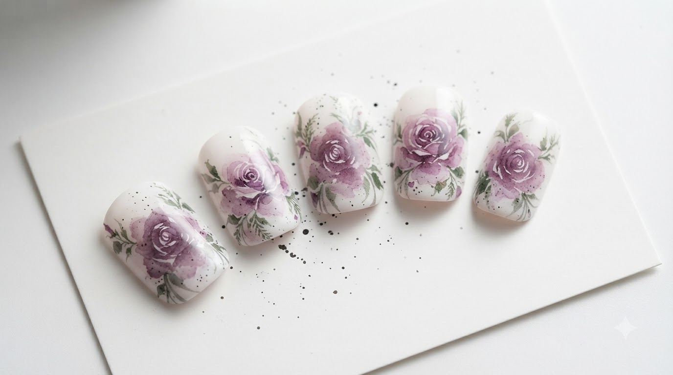 Nail Art Rose à l'Aquarelle — Tutoriel Floral Délicat