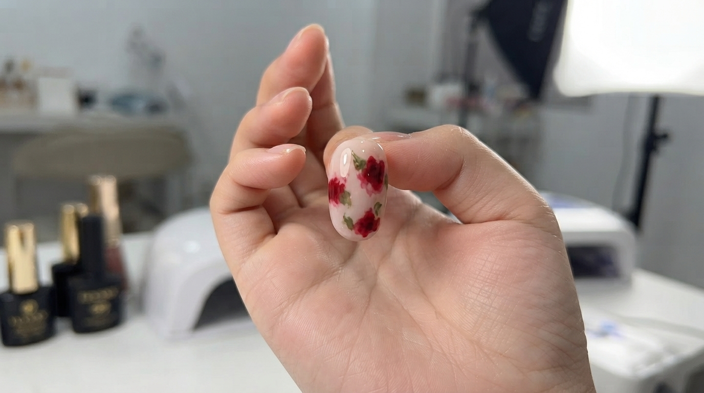 Art Ongles Roses Jardin de Monet — Tutoriel Floral Aquarelle du Nouvel An