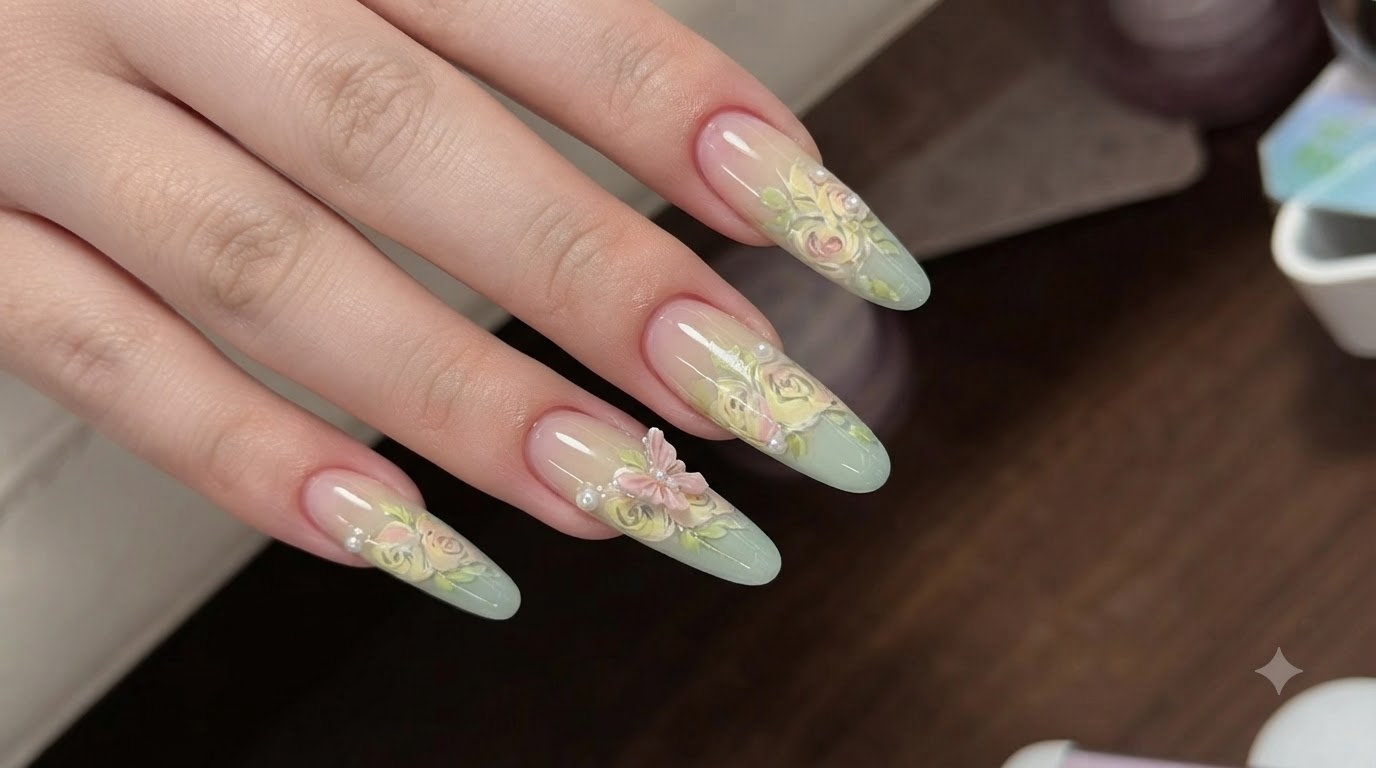 Art d'ongles floral coloré d'été — Tutoriel gel étape par étape