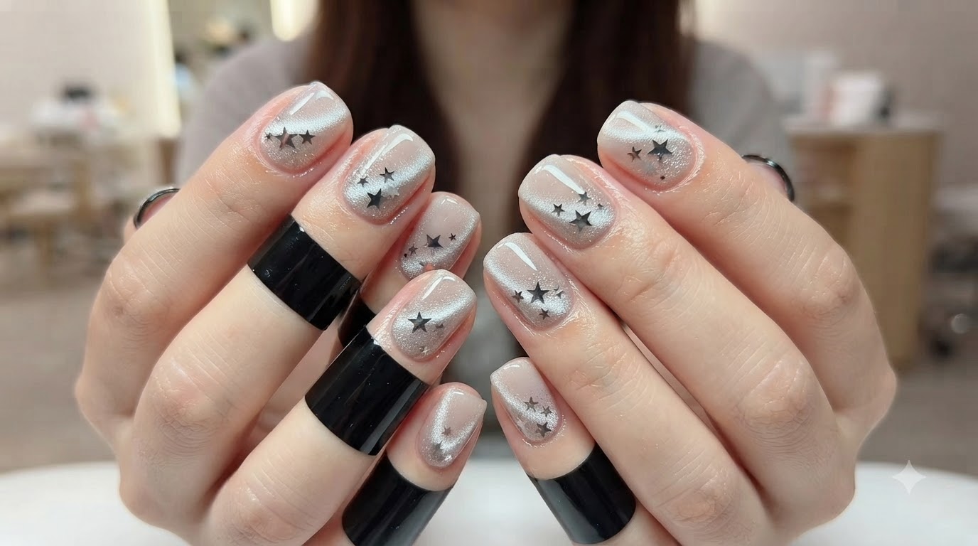 Ongles Œil-de-Chat Étoilés en Diamant Écrasé — Tutoriel Étape par Étape