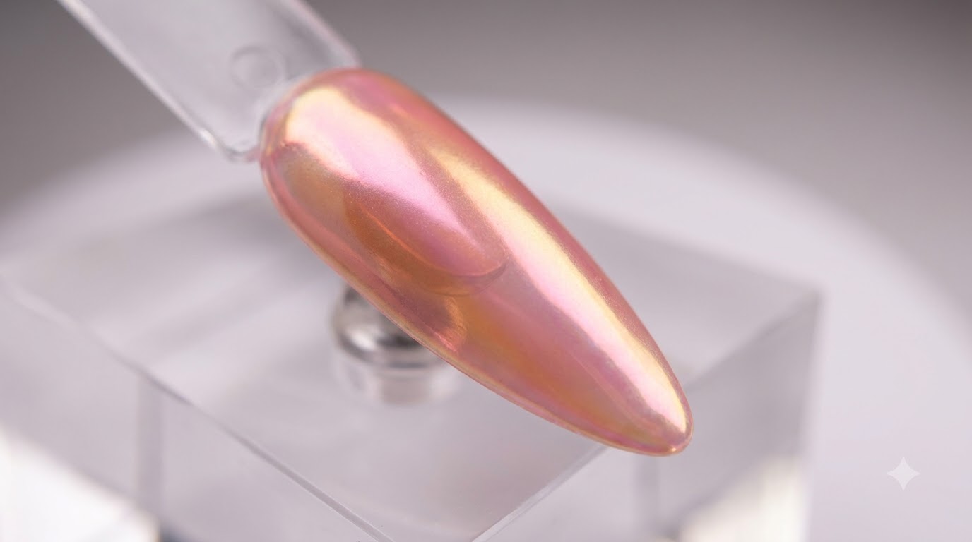 Tutoriel d'ongles en gel effet aurore et œil-de-chat réverbération de coucher de soleil