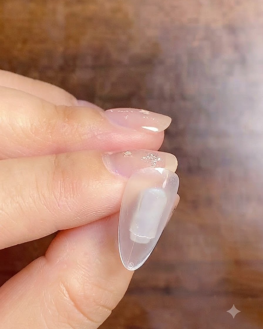 Un ongle positionné sous une lampe LED portable compacte.