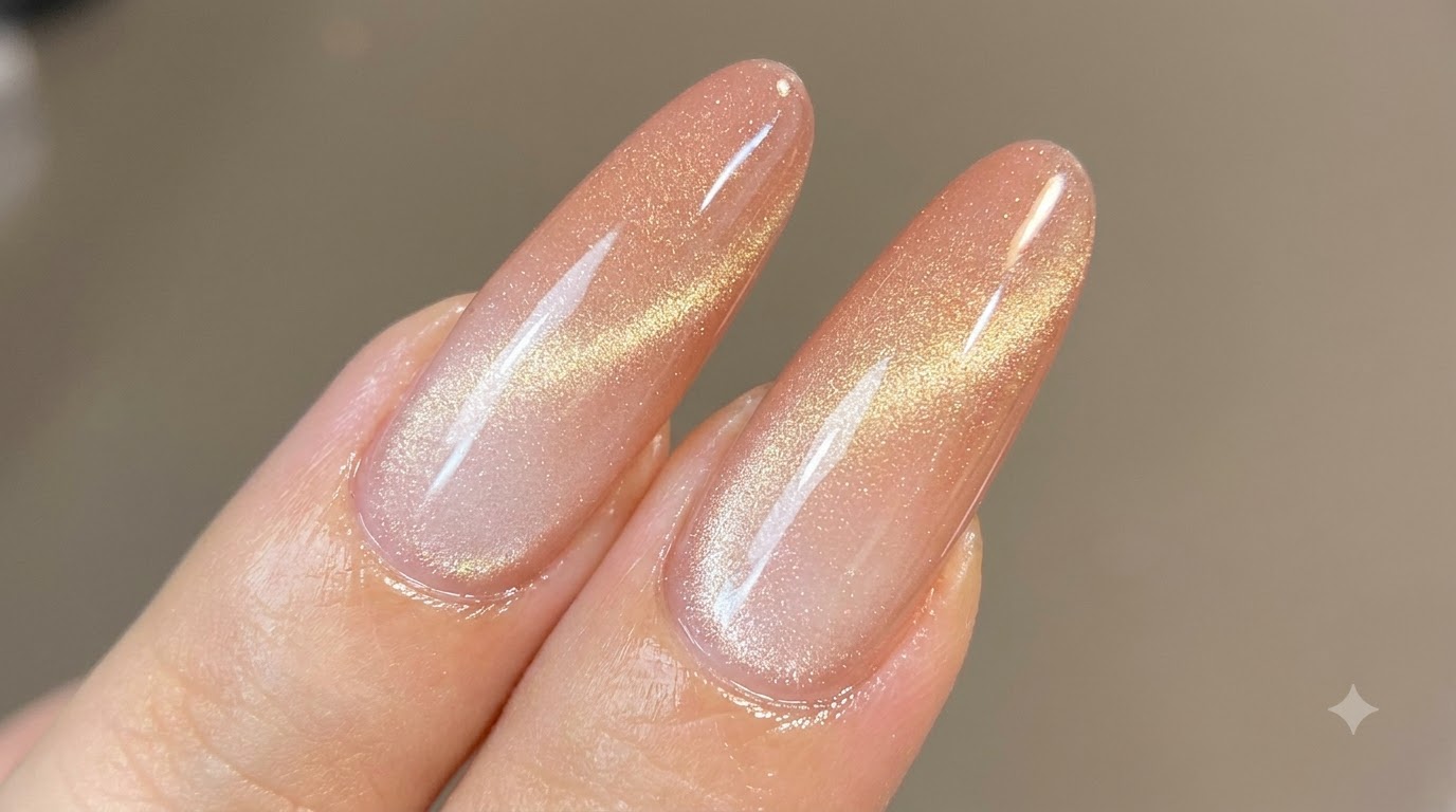 Ongles Effet Œil de Chat Dégradé Pêche — Tutoriel Étape par Étape