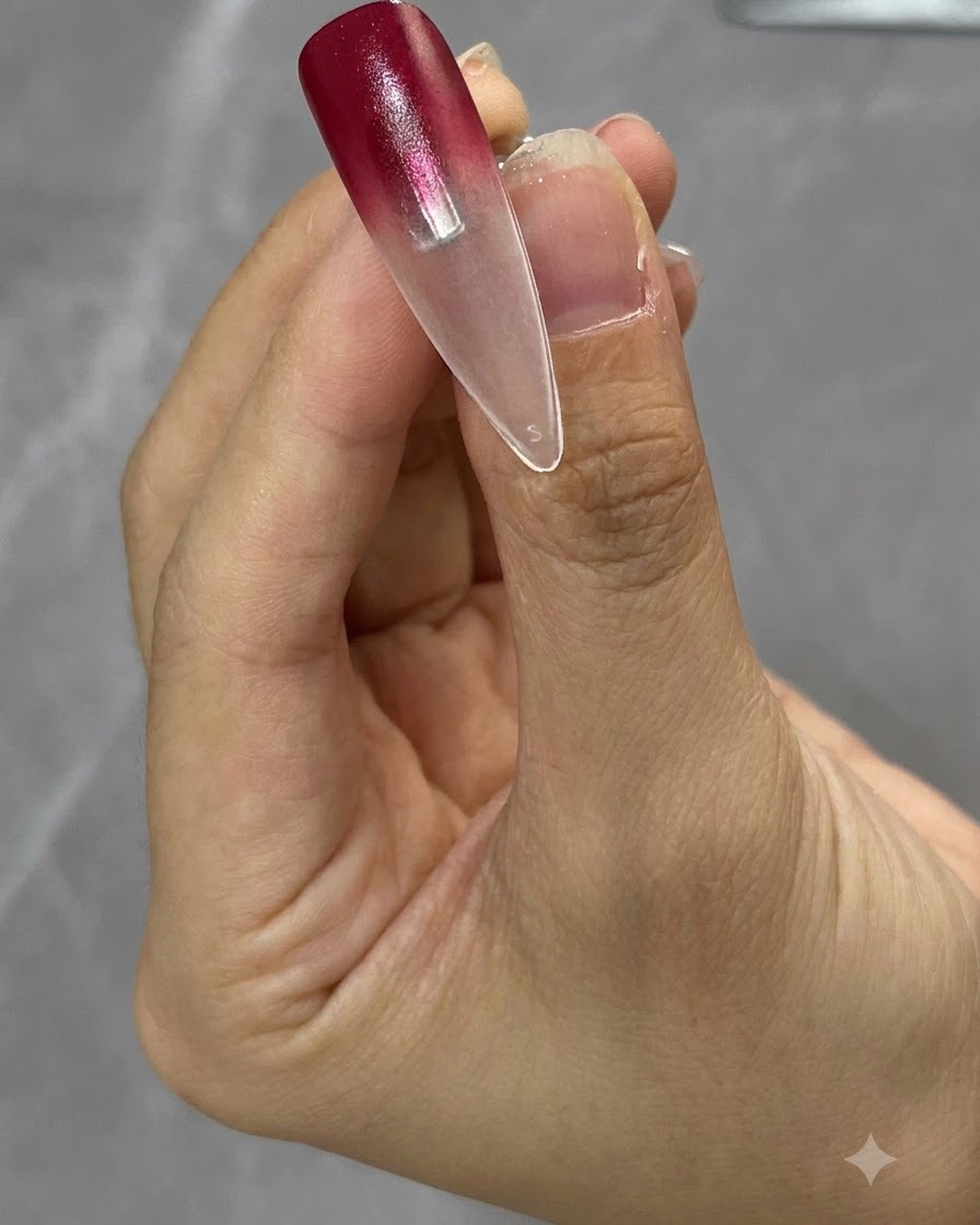 Un pinceau appliquant une couche de couleur de base nude sur la capsule dentraînement transparente.
