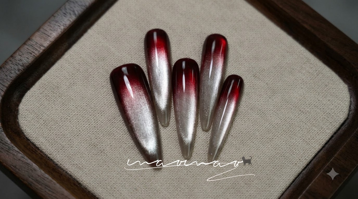Ombré Gel Cat-Eye Rouge Sombre — Tutoriel Pas à Pas