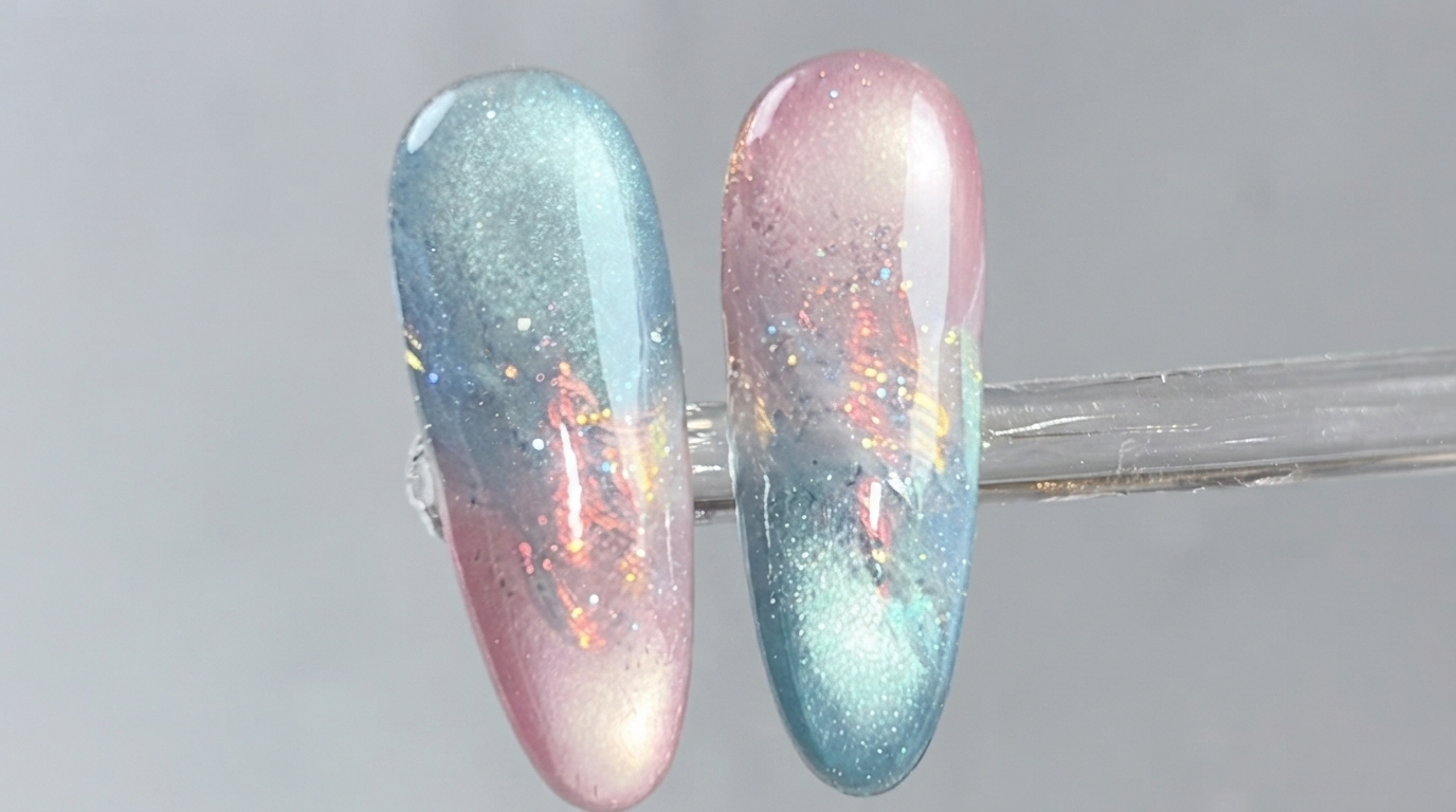 Nail Art Dégradé Nuage Rose et Bleu Effet Cat-Eye — Tutoriel Étape par Étape