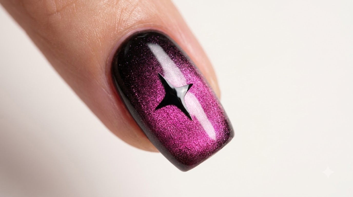 Ongles Effet Cat-Eye Dégradé Noir et Rose — Tutoriel Doux et Tendance