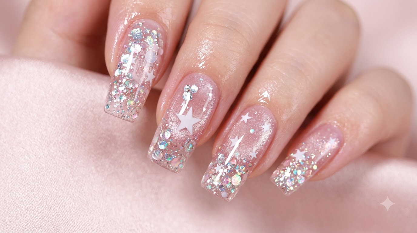 Nail Art Œil de Chat Étoilé Scintillant et Sequins — Tutoriel Étape par Étape