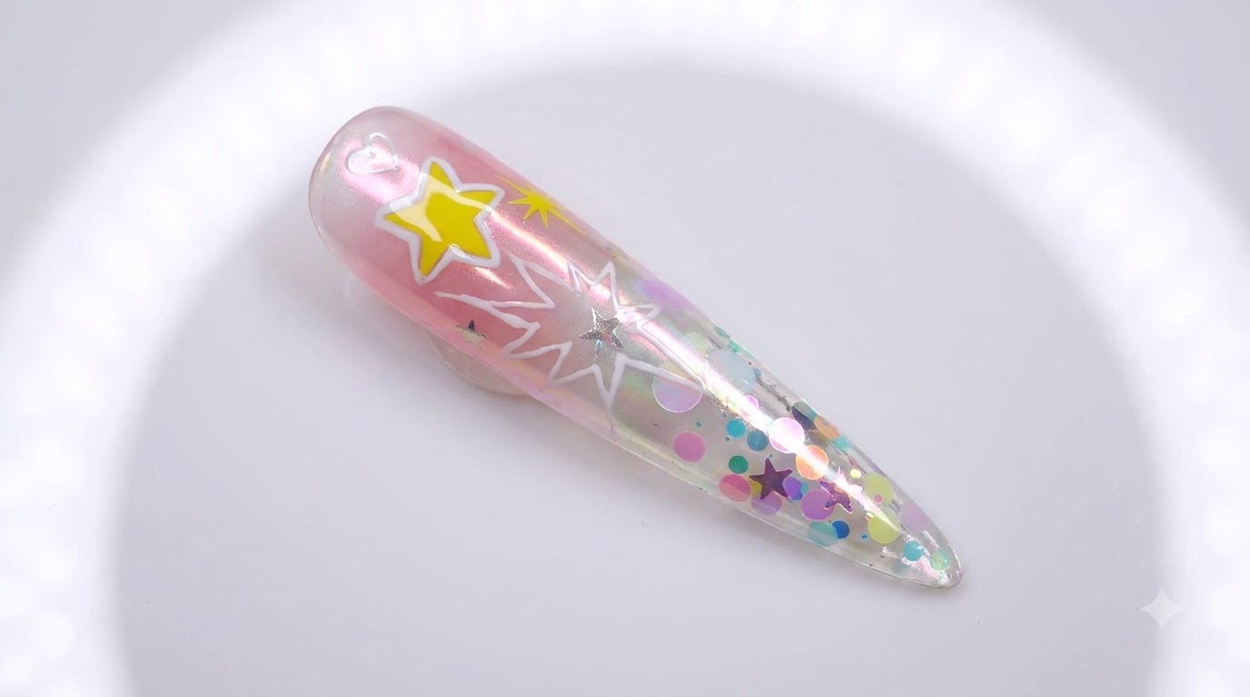 Ongles Stiletto Étoile Aurore Boréale — Tutoriel Étape par Étape