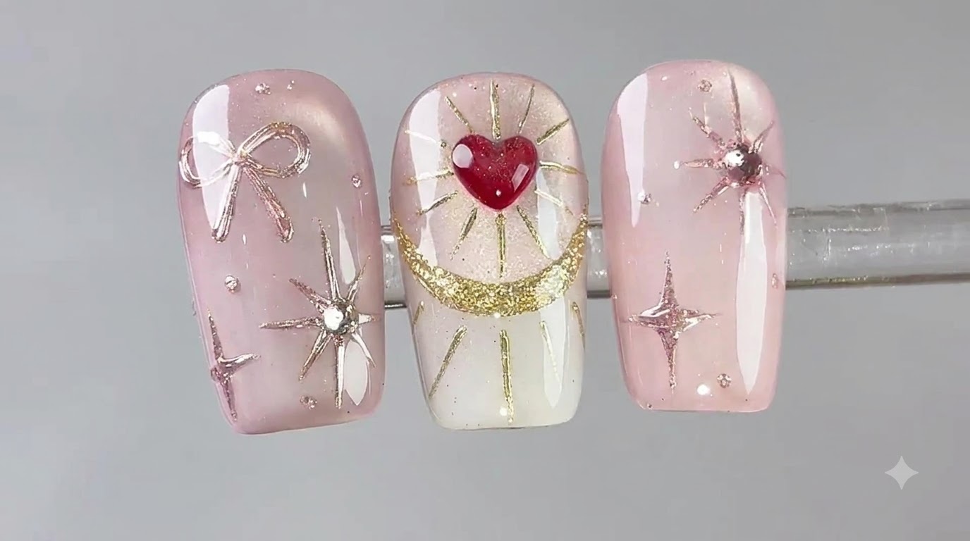 Tutoriel d'ongles French cœurs fluides — Guide gel étape par étape