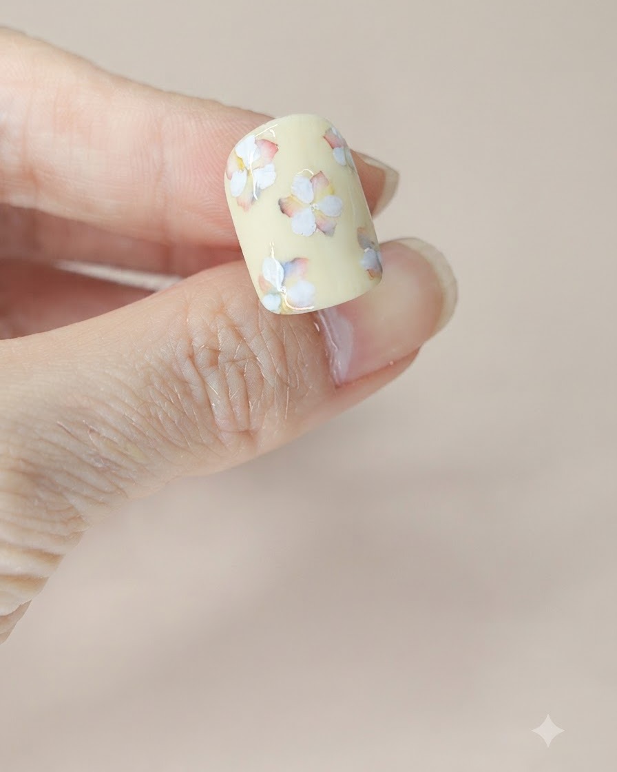 Une surface dongle recouverte dune nouvelle couche de finition mate, affichant un art floral texturé doux.