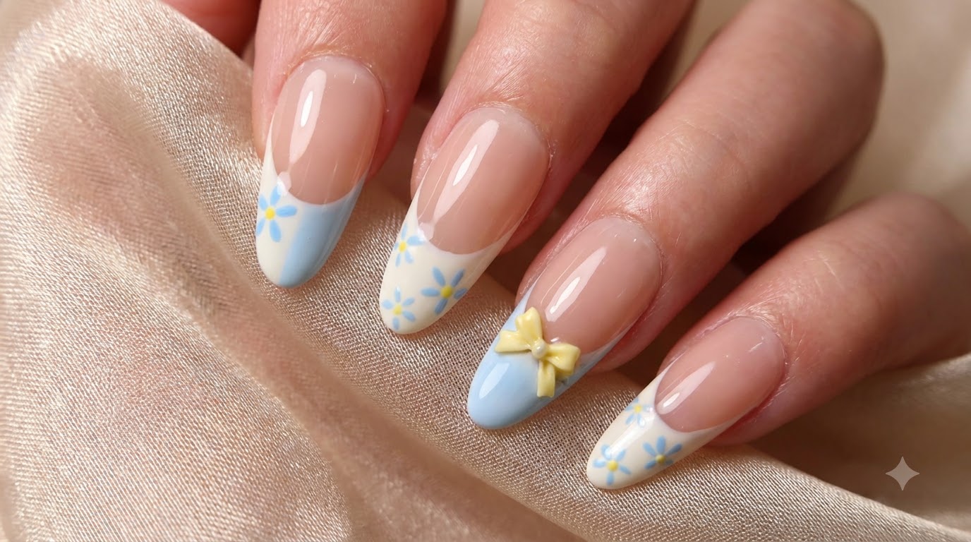 Ongles Press-On Floraux Ditsy French Manor — Tuto Étape par Étape