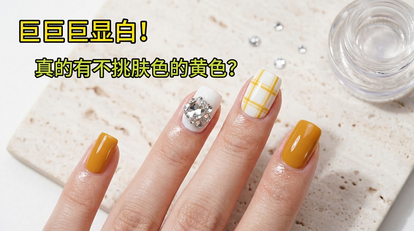 Ongles Carreaux Ginger Yellow et Strass — Tutoriel Pas à Pas