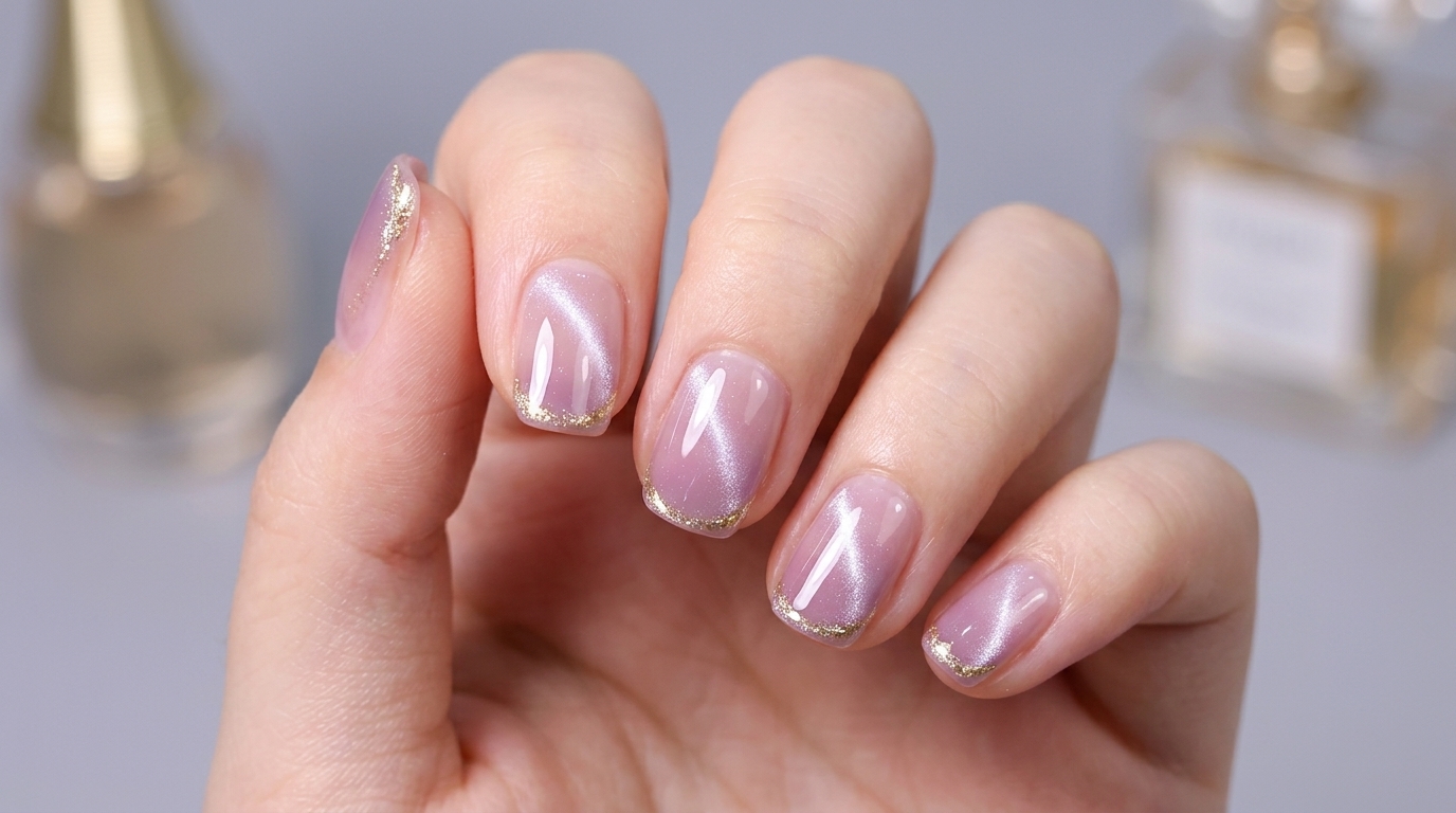 Ongles Cat Eye Dégradé Lavande — Tutoriel Effet Lumière Rasante