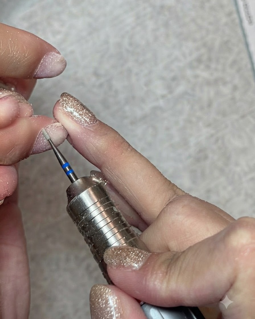 Un grand pinceau à poussière éliminant les résidus dongles sur des doigts préparés.