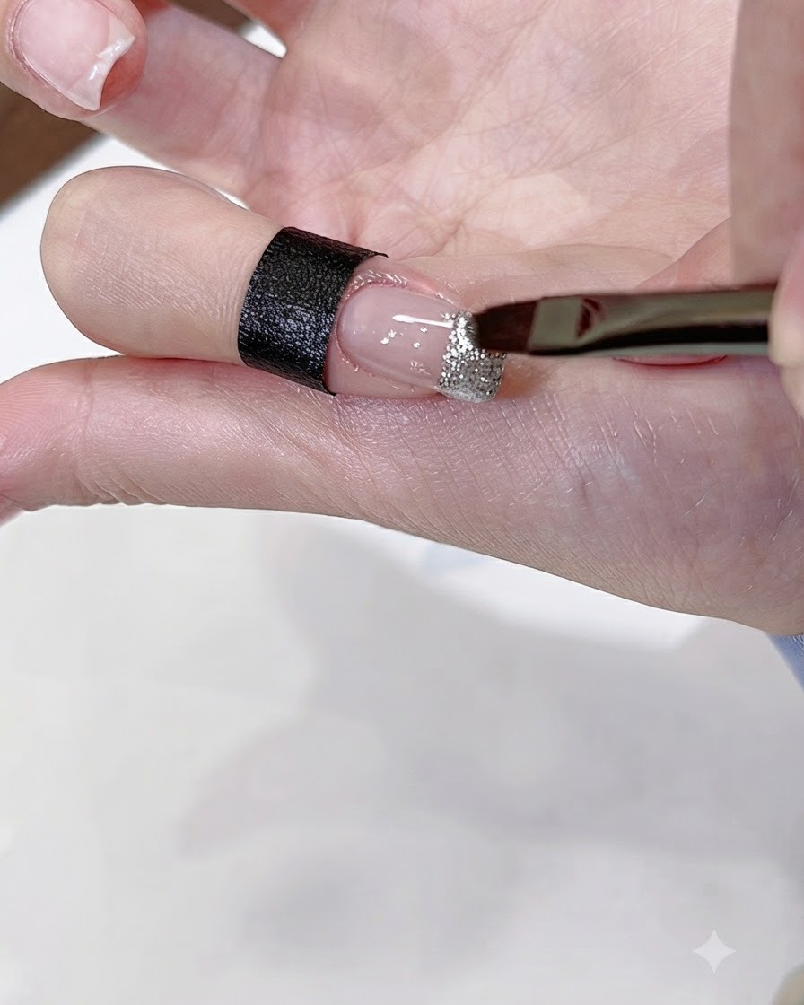 Vue rapprochée de la sélection de petits strass et cristaux dans un compartiment de rangement.