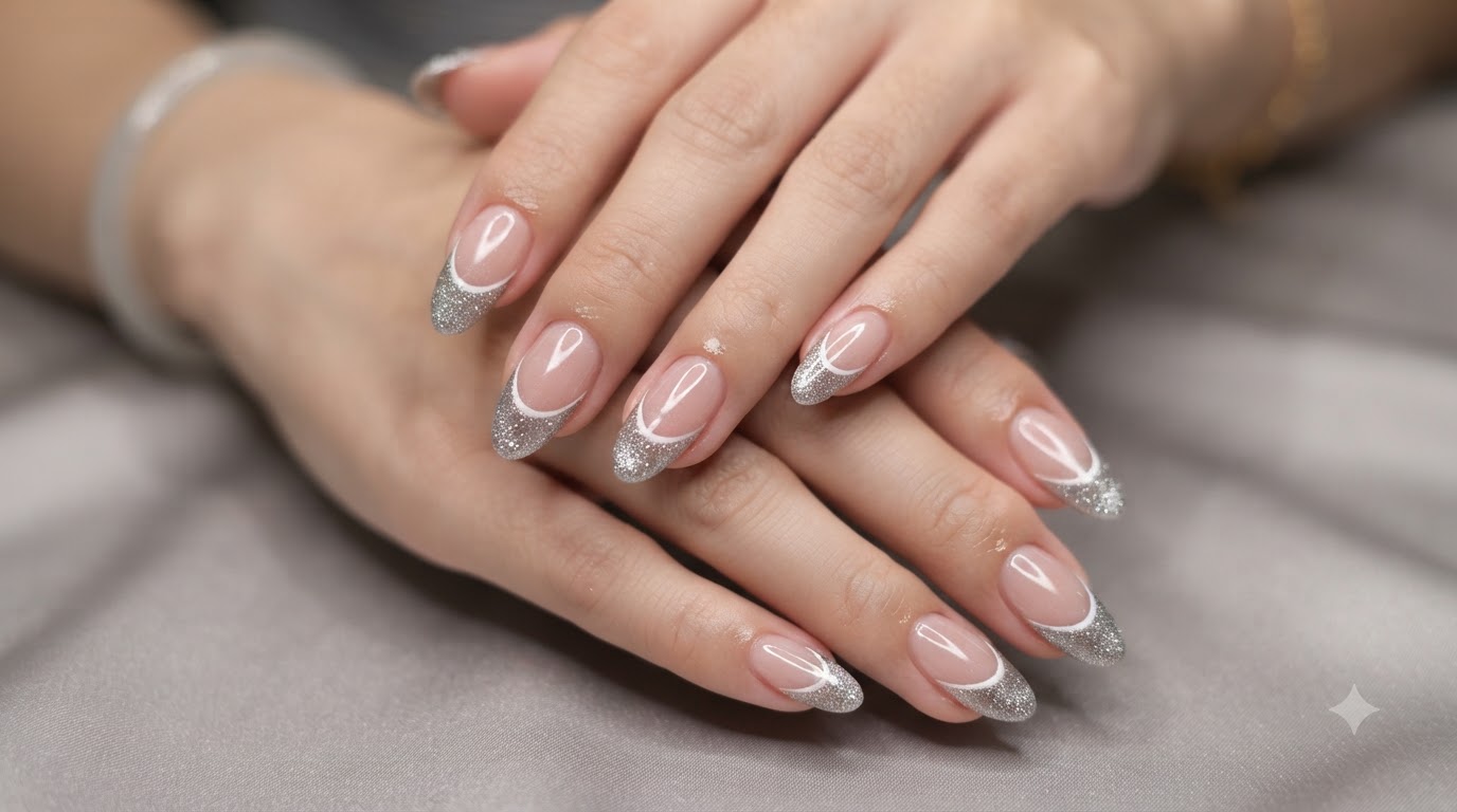 French Manucure Cat-Eye et Paillettes — Tutoriel Ongles Diamant Scintillants