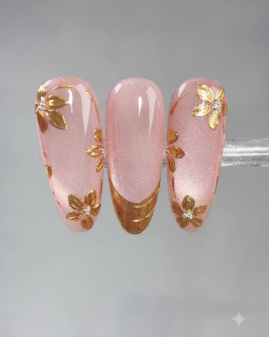 Un pinceau appliquant une couche de top coat peel-off sur le design de gel magnétique.
