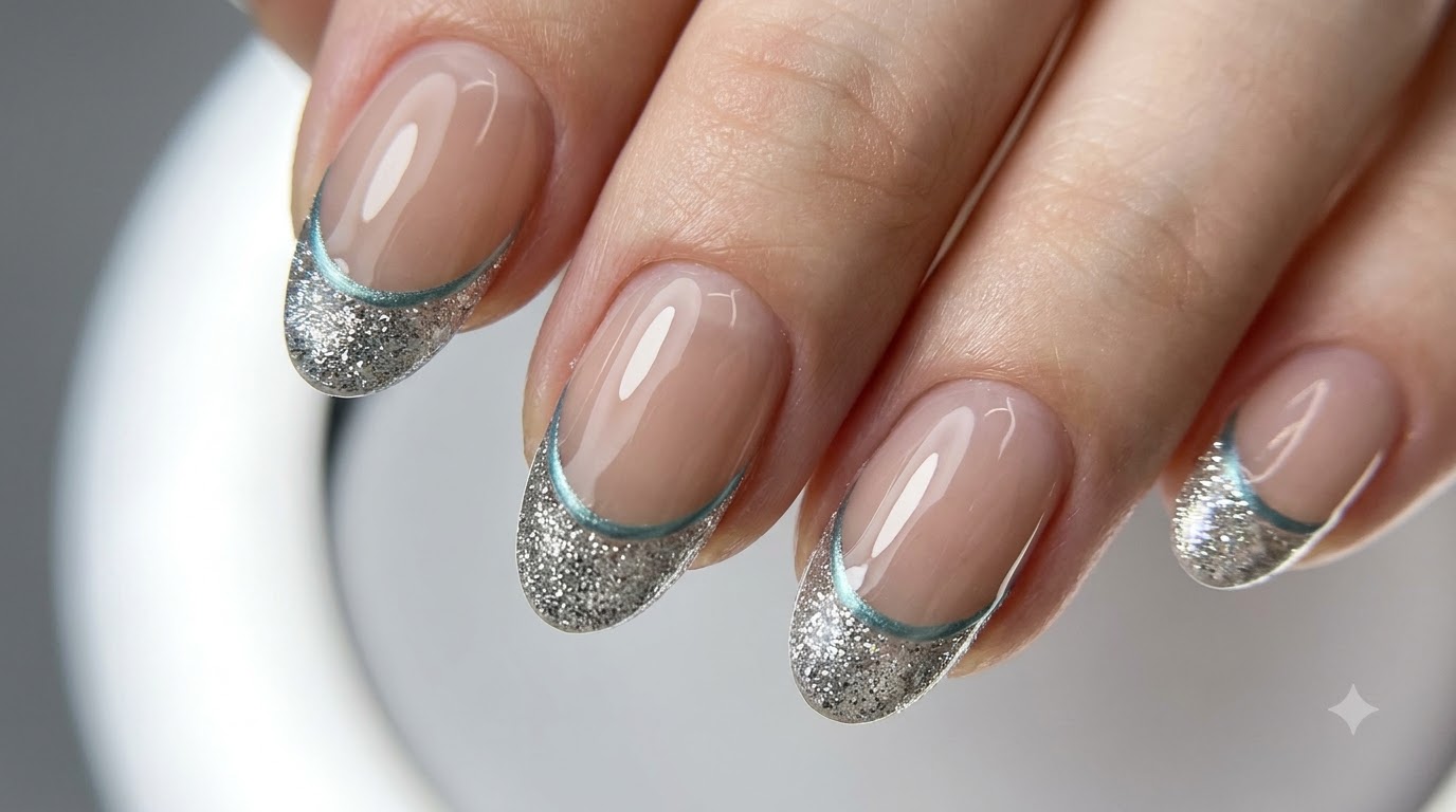 Ongles French Pailletés Argentés Style Tech Y3K — Tutoriel Pas à Pas