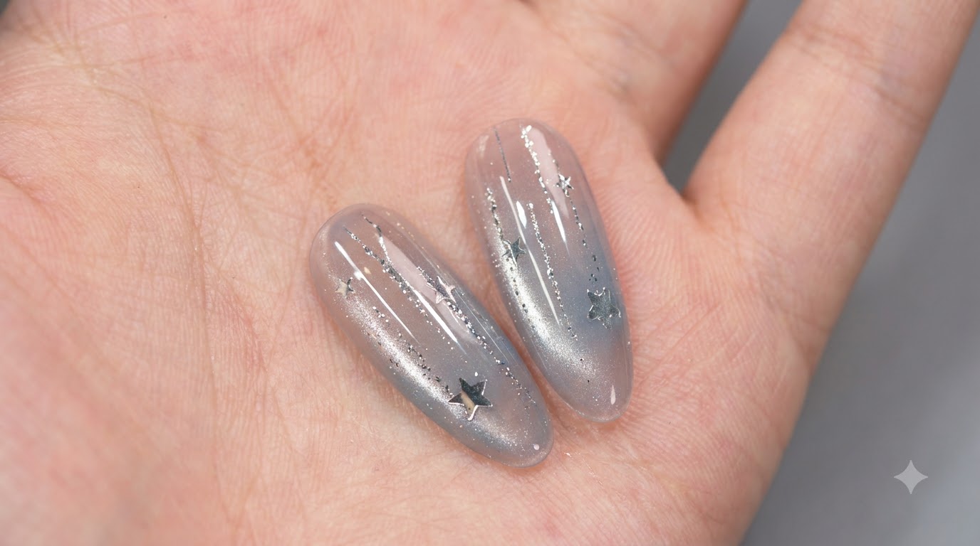 Ongles Galaxie Étoile Argentée — Tutoriel Gel Étape par Étape