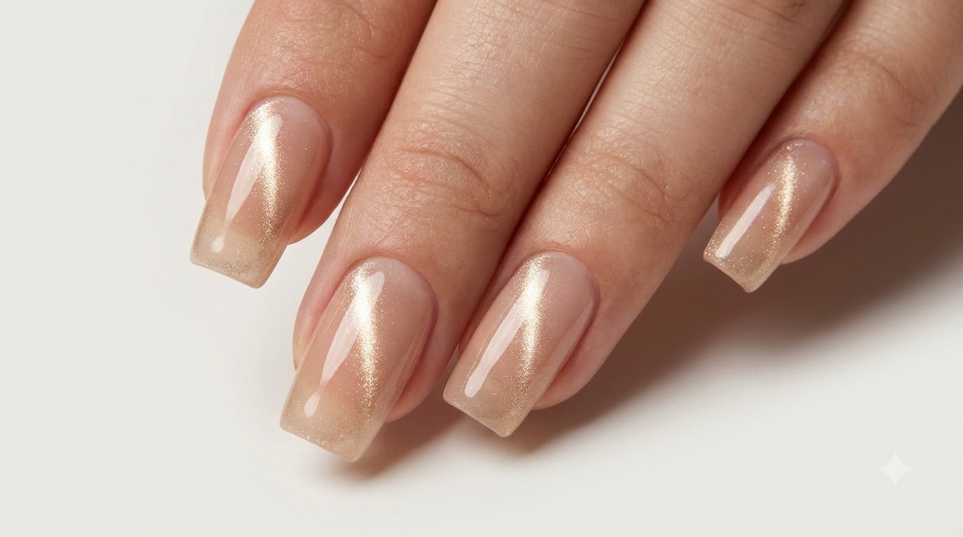 Ongles Cat Eye 'Glass Bead' Or Champagne Avancés : Tutoriel Pas à Pas
