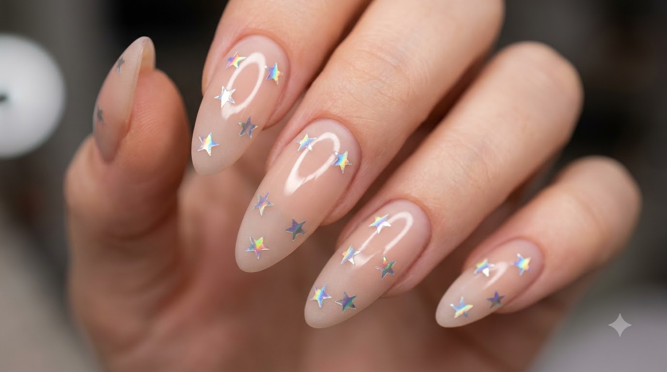 Manucure Étoilée Rose Polarisée — Tutoriel Gel Milky Jelly d'Été
