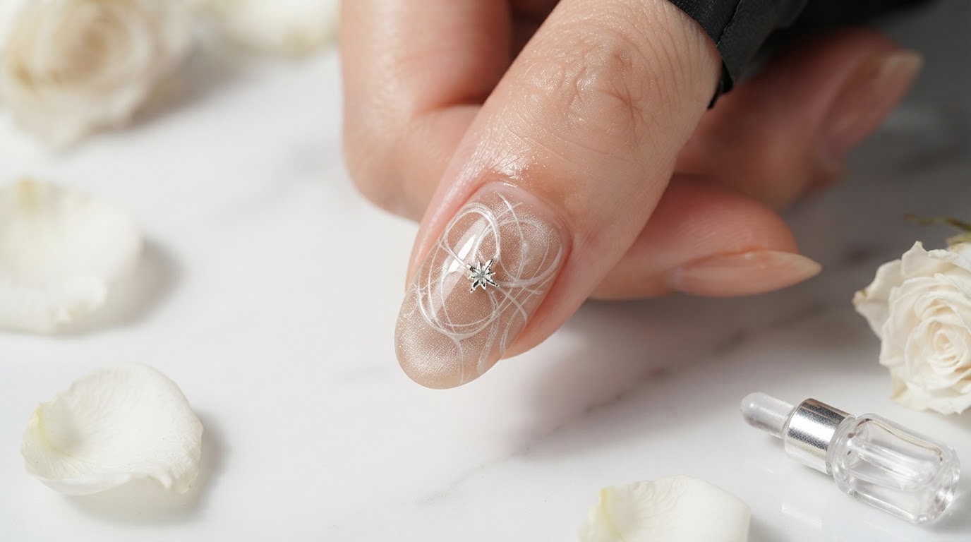 Ongles Effet Œil de Chat Étoilé et Dégradé de Paillettes — Tutoriel Étape par Étape