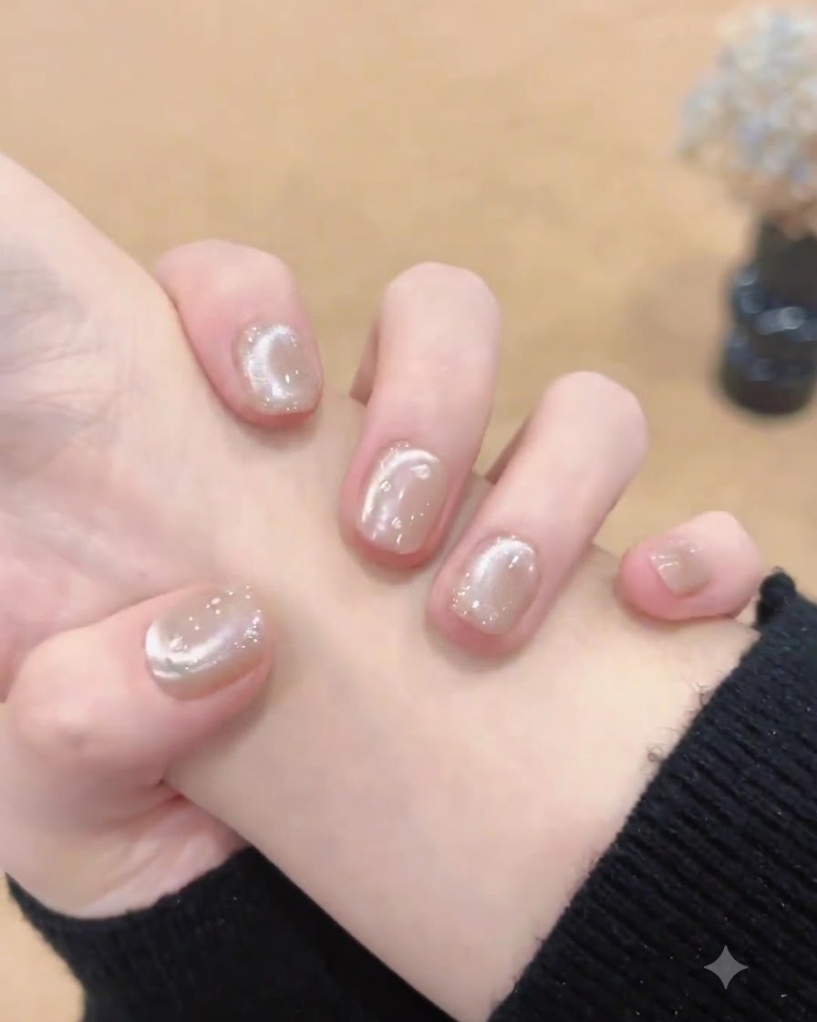 Main effectuant un léger mouvement pour révéler des cuticules impeccables et des ongles courts soignés.