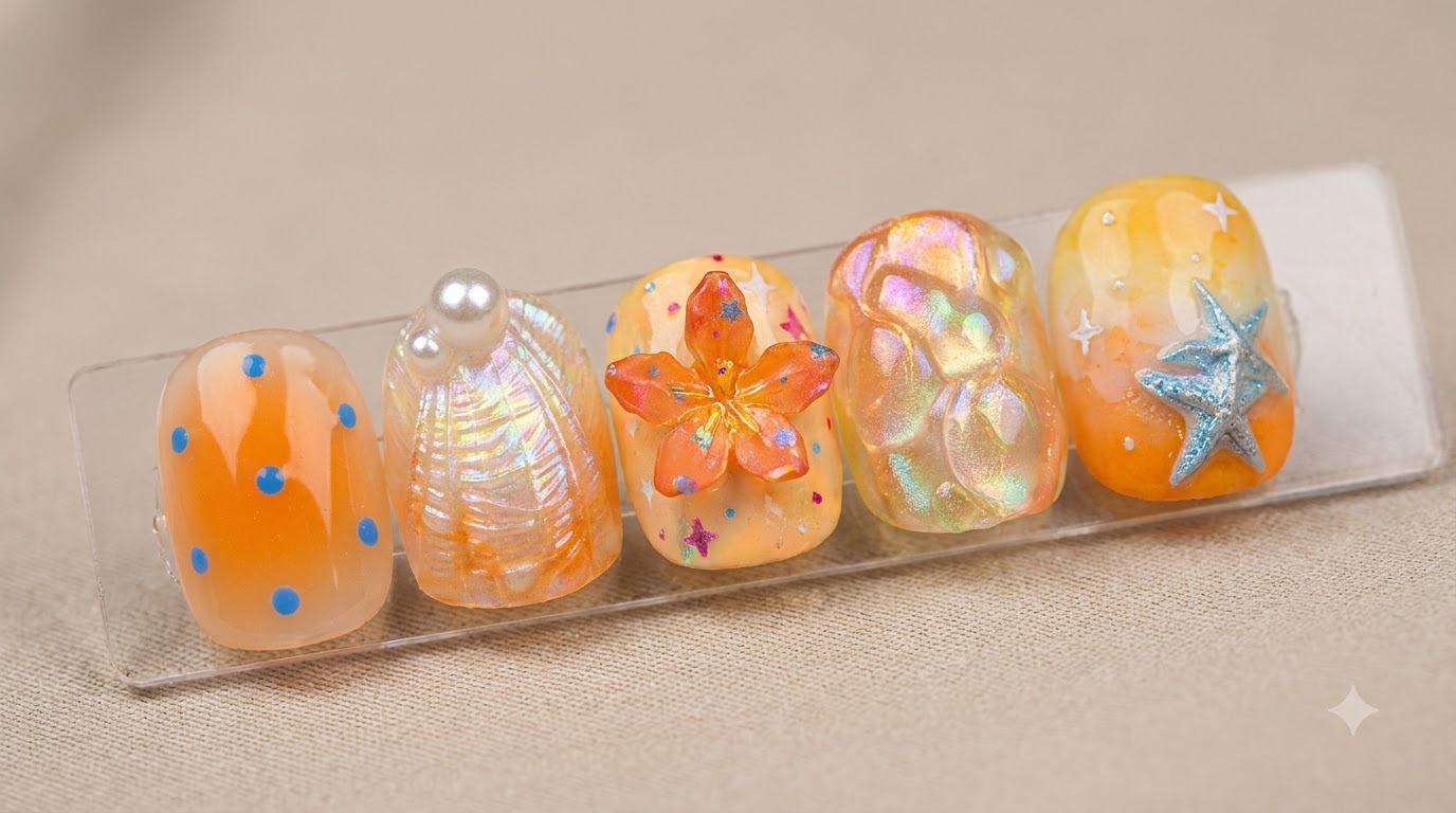 Nail Art Océan d'Été et Lys 3D — Tutoriel Étape par Étape