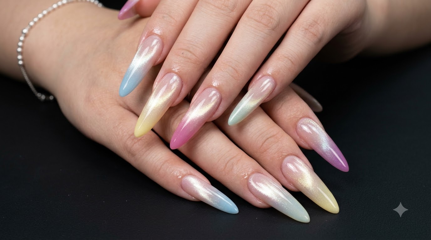 Ongles Cat Eye Ombré Pastel — Tutoriel Dégradé Printemps & Été
