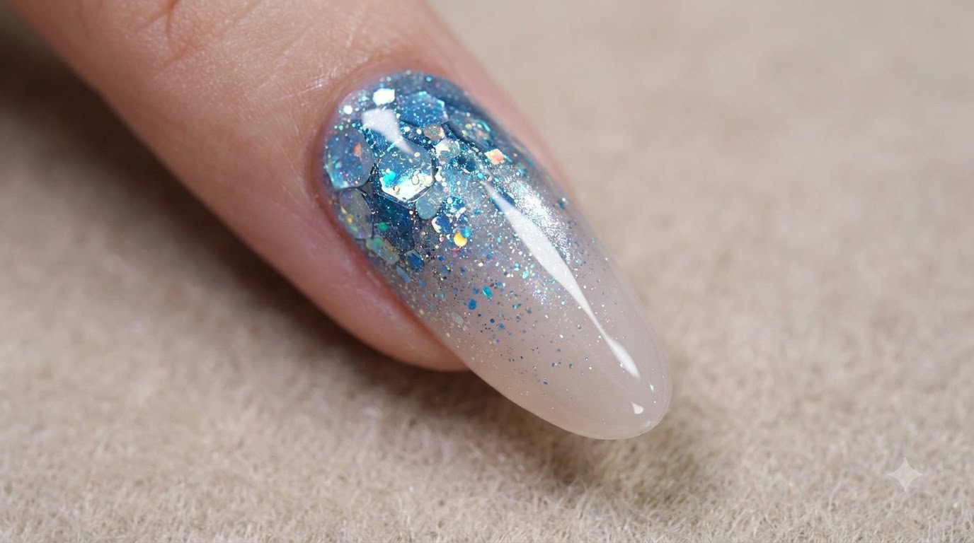 Ongles Dégradés Galaxie Diamant Bleu — Tutoriel Gel Étape par Étape