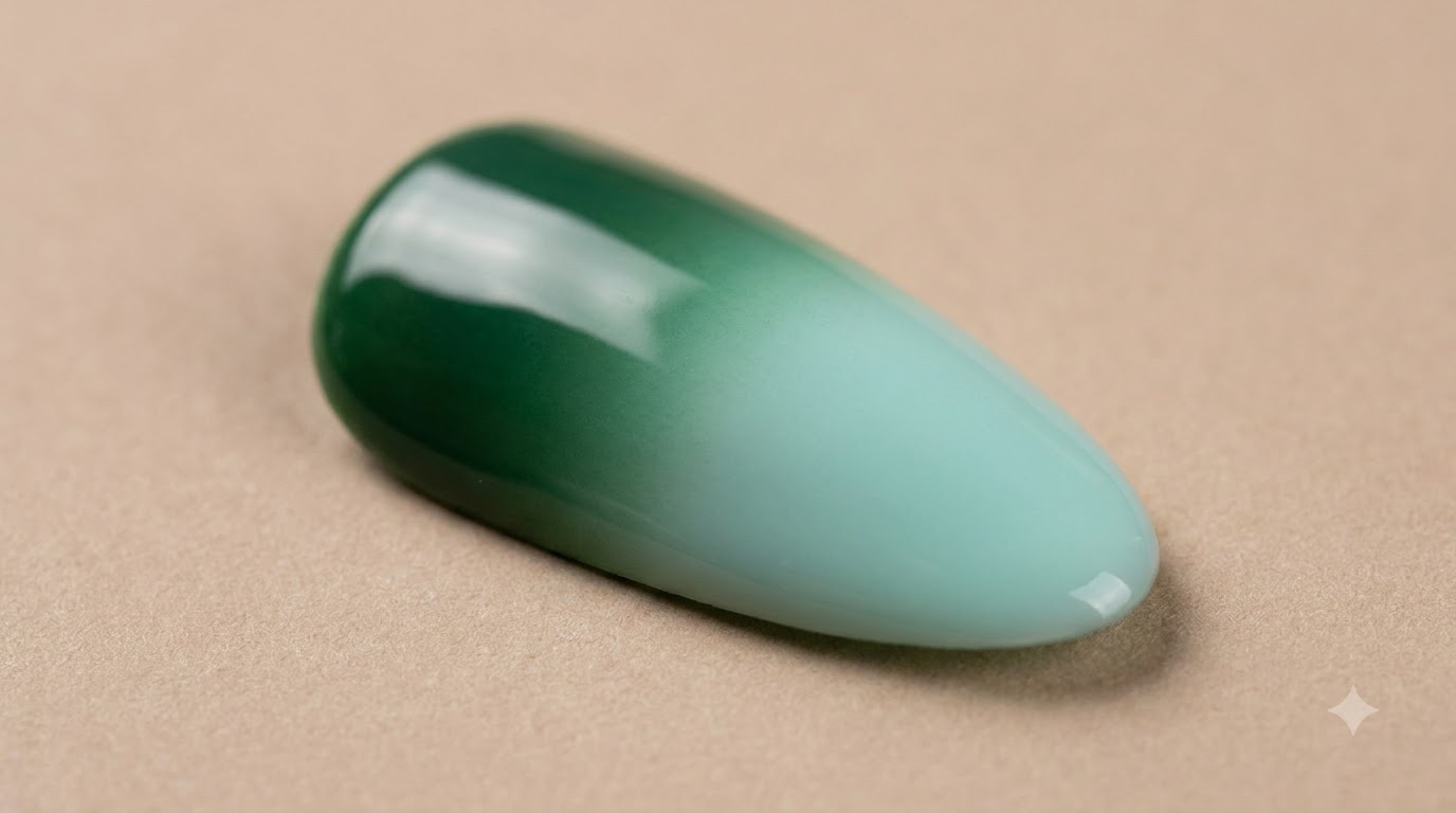 Art d'ongles en dégradé bleu-vert de gauche à droite - Tutoriel étape par étape