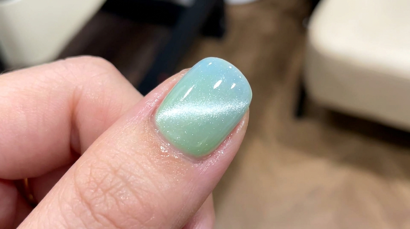 Ongles Aurora Cat-Eye Dégradés Bleu-Vert Frais — Tutoriel Pas à Pas