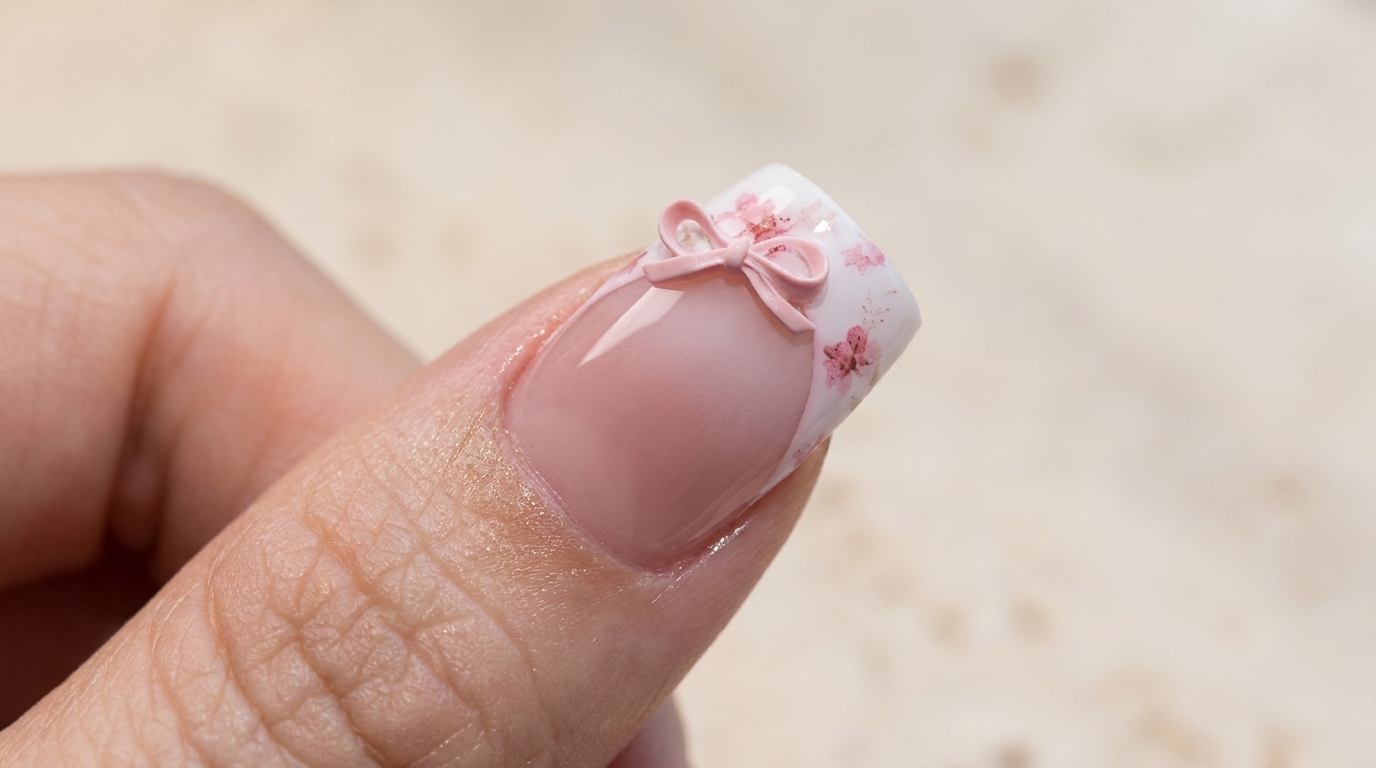 Manucure Française Fleurs et Nœuds — Tutoriel Ongles Gel Pas à Pas