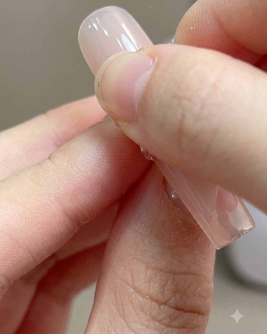 Une lingette imbibée dalcool nettoyant le résidu collant de la surface en gel rose catalysé dun ongle.