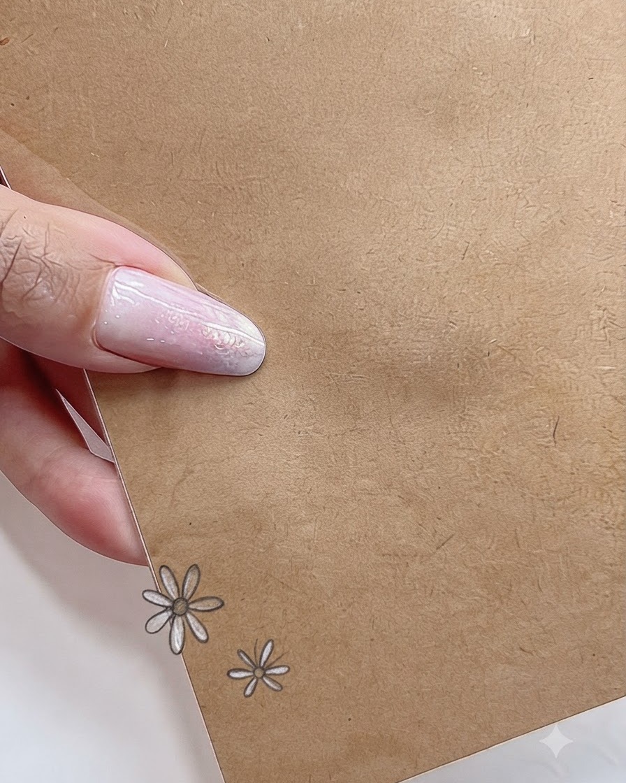 Vue rapprochée dun design de nail art montrant deux marguerites blanches peintes de tailles différentes regroupées sur une surface neutre.
