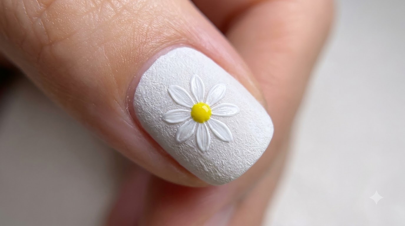 Tutoriel Ongles Marguerite Blanche : Nail Art Floral Texture Facilement