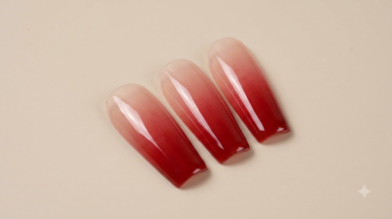 Ongles Dégradés Ombré et Blush Rouge Sang — Tutoriel Étape par Étape
