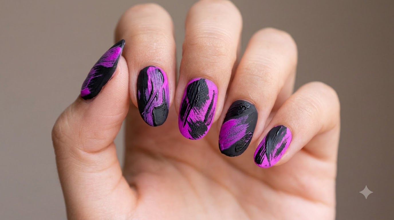 Ongles Effet Peinture à l'Huile Néon — Tutoriel Artistique Étape par Étape