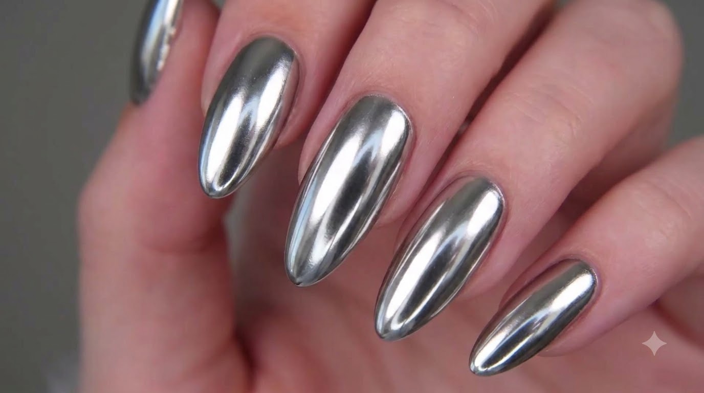 Ongles Chrome Argenté Miroir — Tutoriel Pas à Pas Haut de Gamme