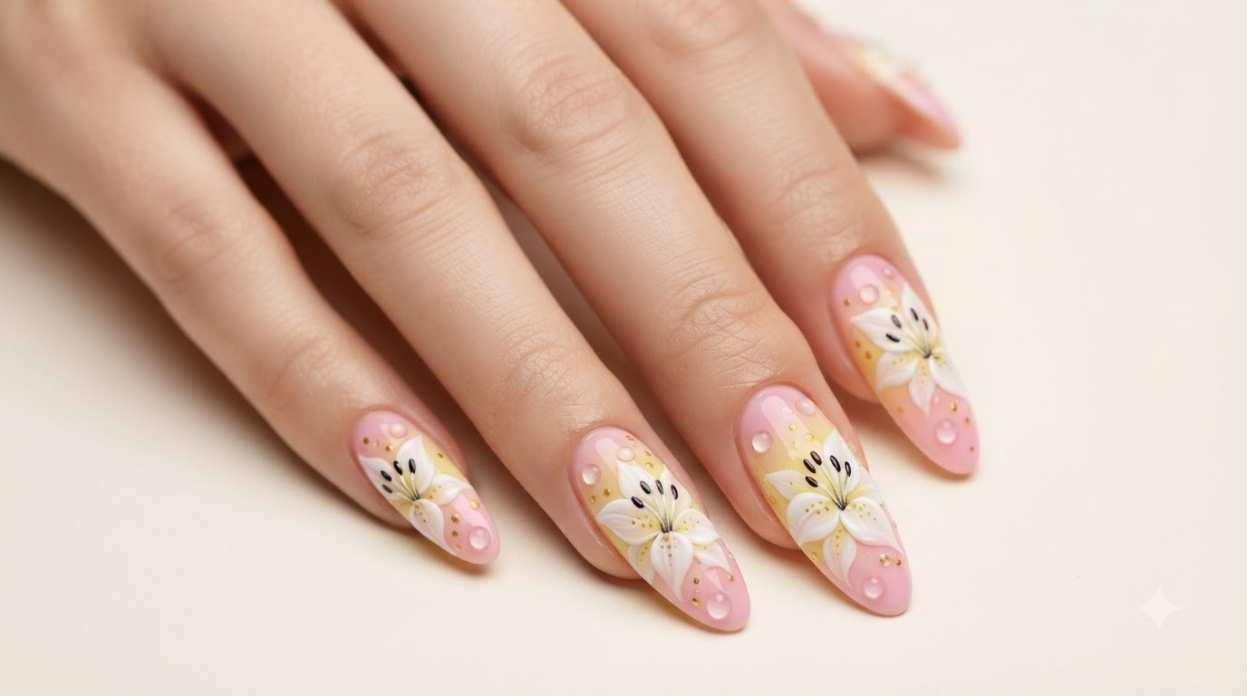 Nail Art Floral 3D Style Professeur Lian — Tutoriel Dégradé Pas-à-Pas