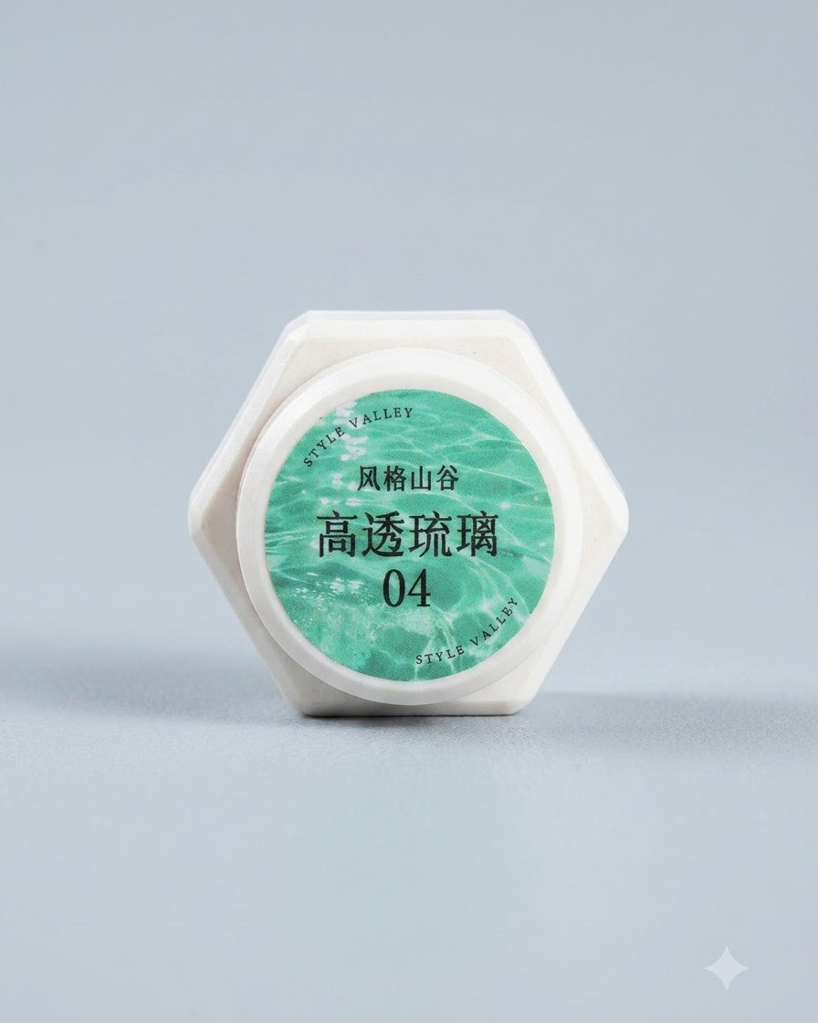 Un pot de produit étiqueté avec des graphismes verts et du texte chinois aux côtés du numéro 04.