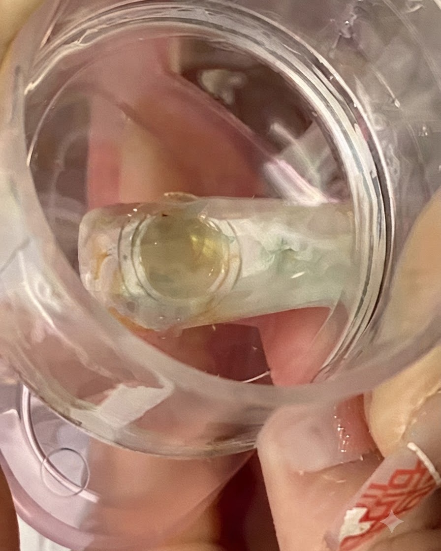 Pinceau fin appliquant un petit cercle de gel pailleté doré près de la cuticule.